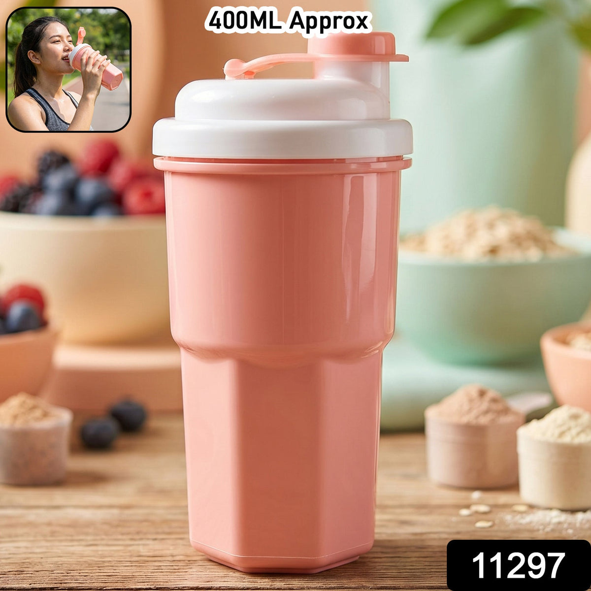 Protein Tumbler – Leakproof Shake Bottle for Gym & Travel – side view