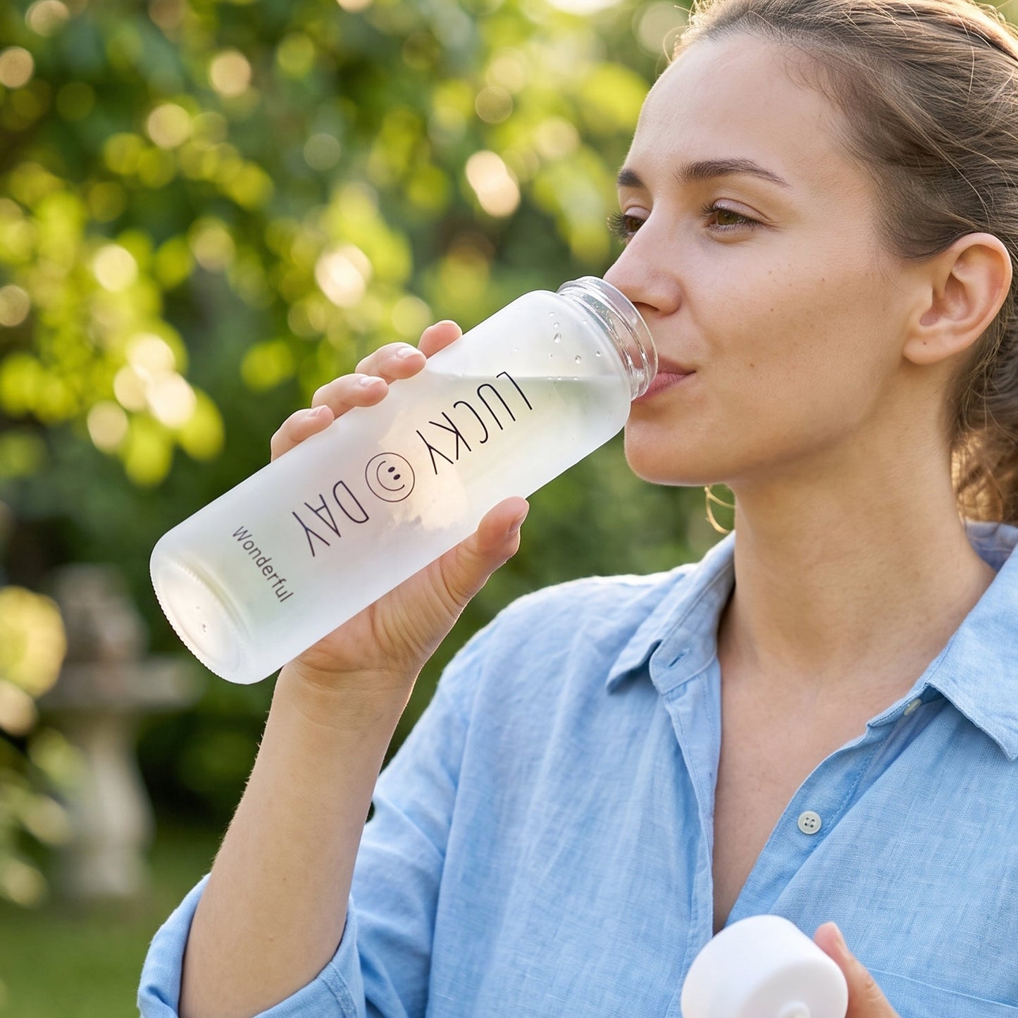 Frosted bottle front view