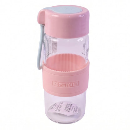 Small glass drinking bottle with strap for gym, office and travel