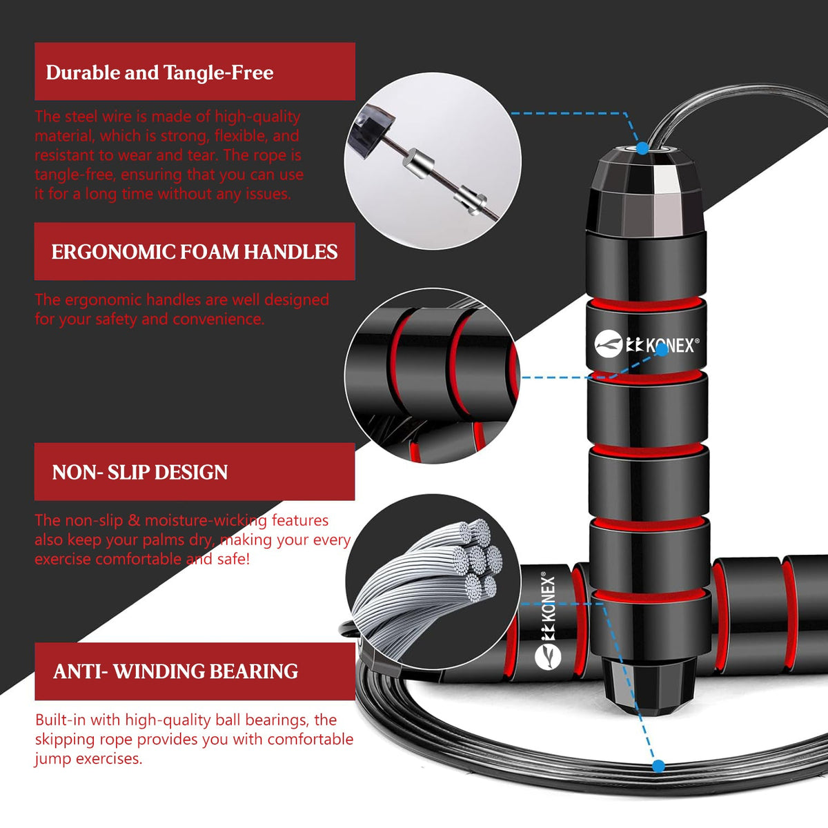 High-Speed Skipping Rope – Comfortable Foam Handles, 3 Meter – view 8