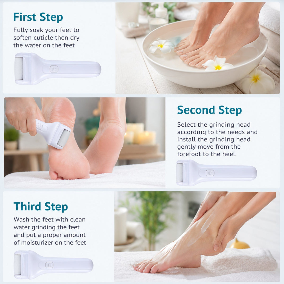 Electric Foot File – Rechargeable Callus Remover – close-up