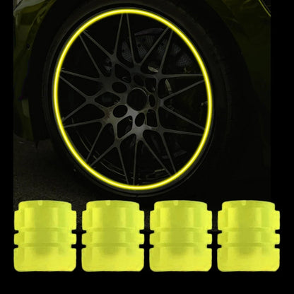 Luminous Tyre Valve Caps – Glow-in-Dark, Universal Fit – close-up