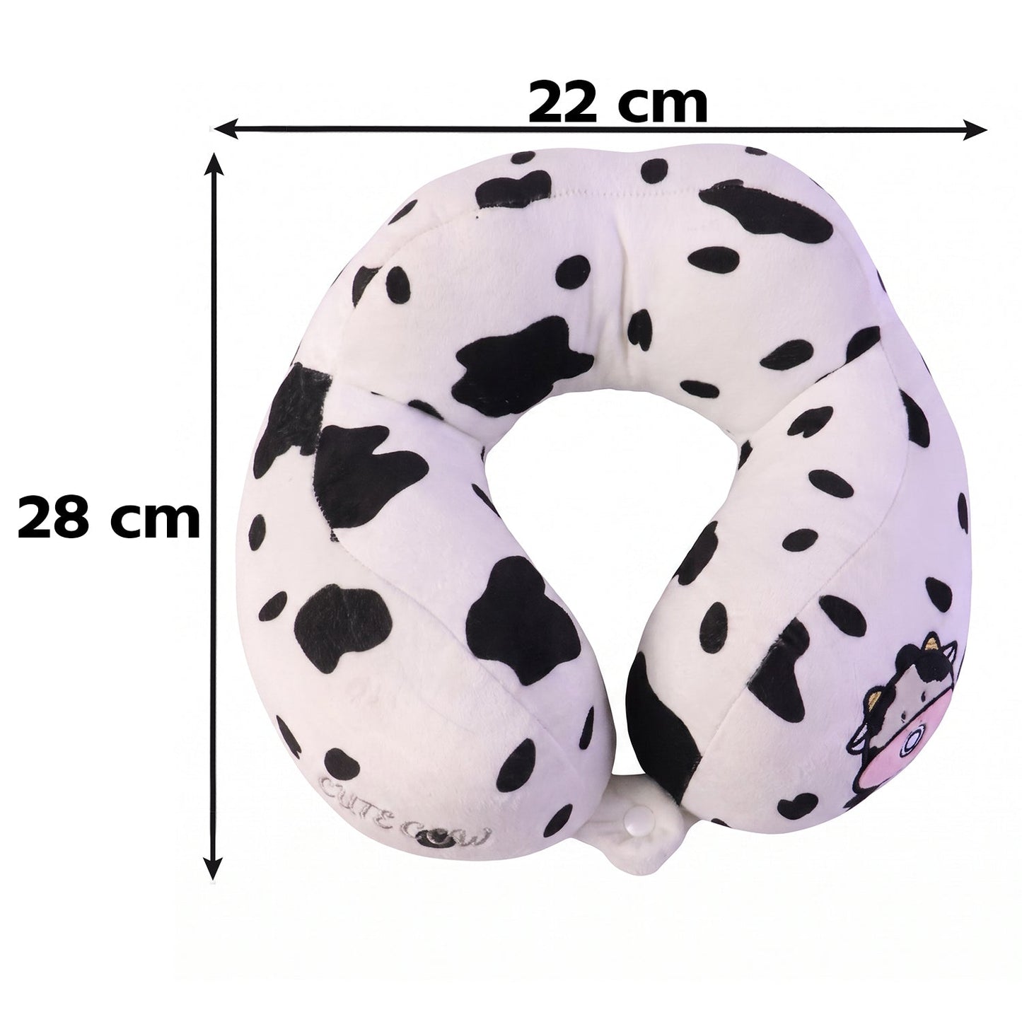 Comfortable plush U shape pillow with fun cow styling