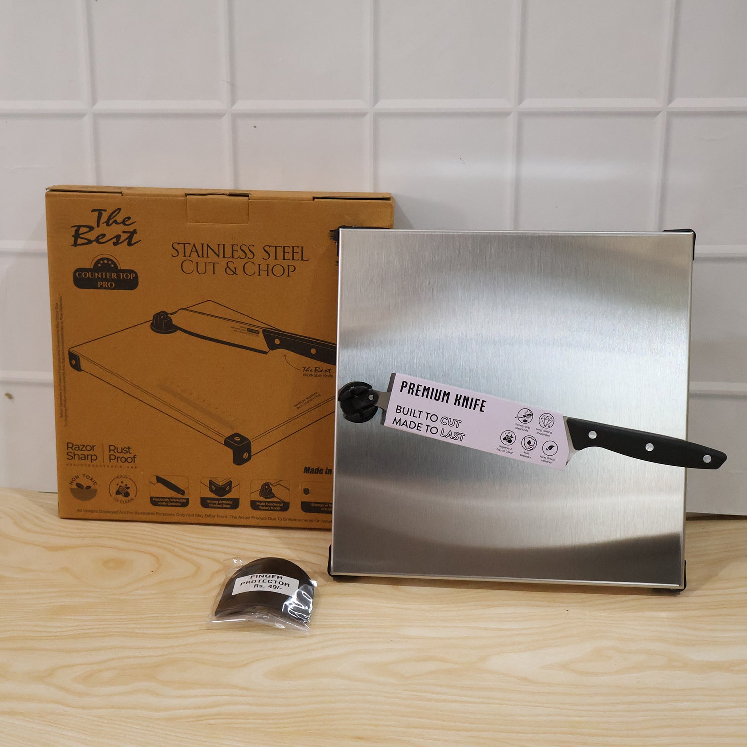 Stainless Steel 2 In 1 Cutting and Chopping Board with Built In Knife (1 Set) view 9