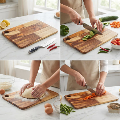 Reversible wooden cutting board, 10 x 14 inch, for home cooking