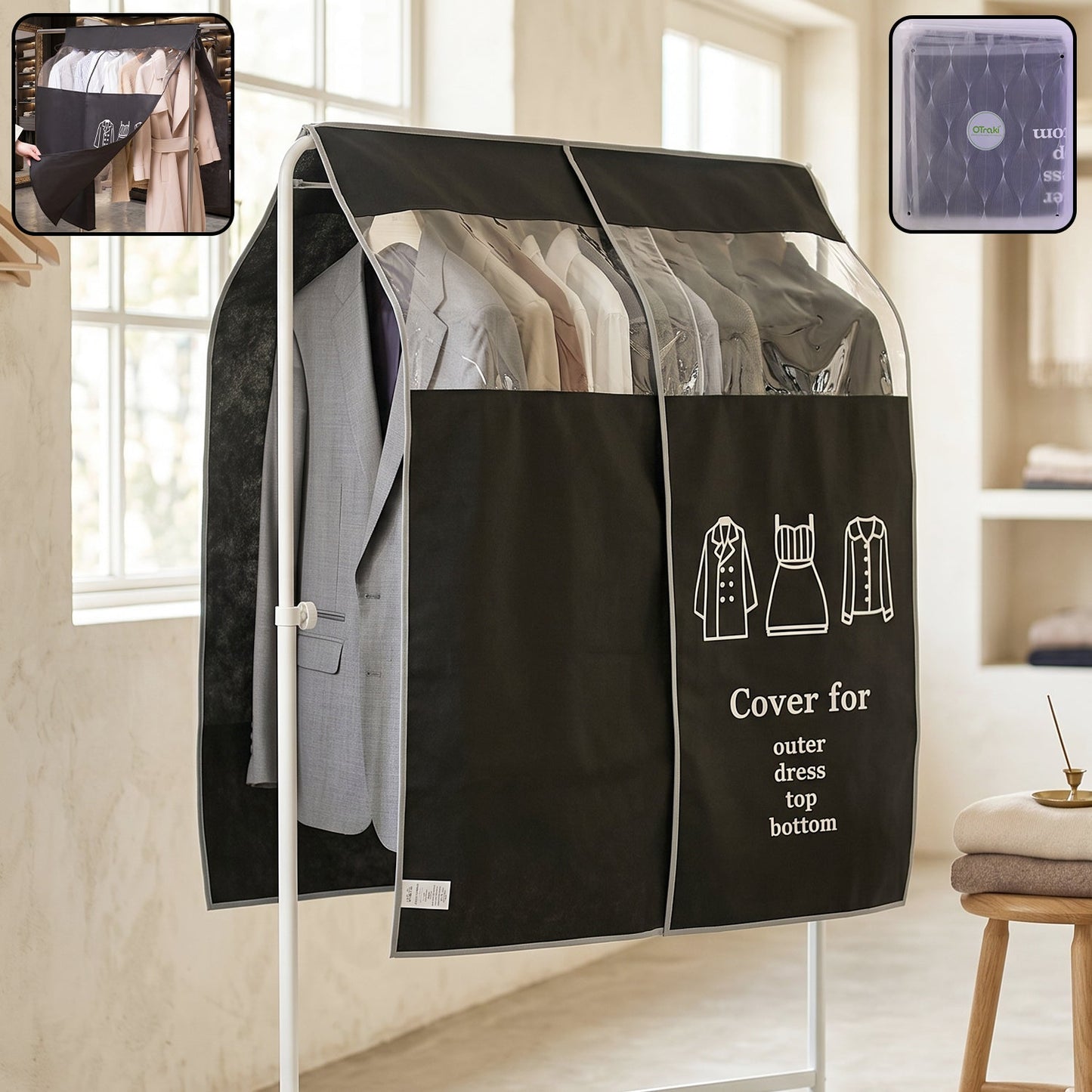 Hanging garment dust cover protector