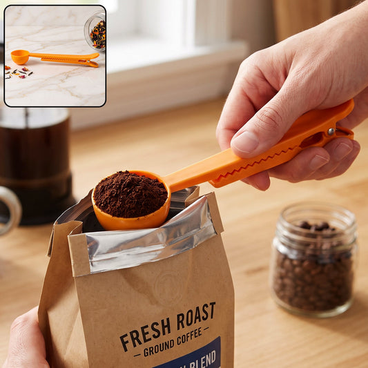Multipurpose Plastic Kitchen Clamp 2 in 1 Measuring Scoop