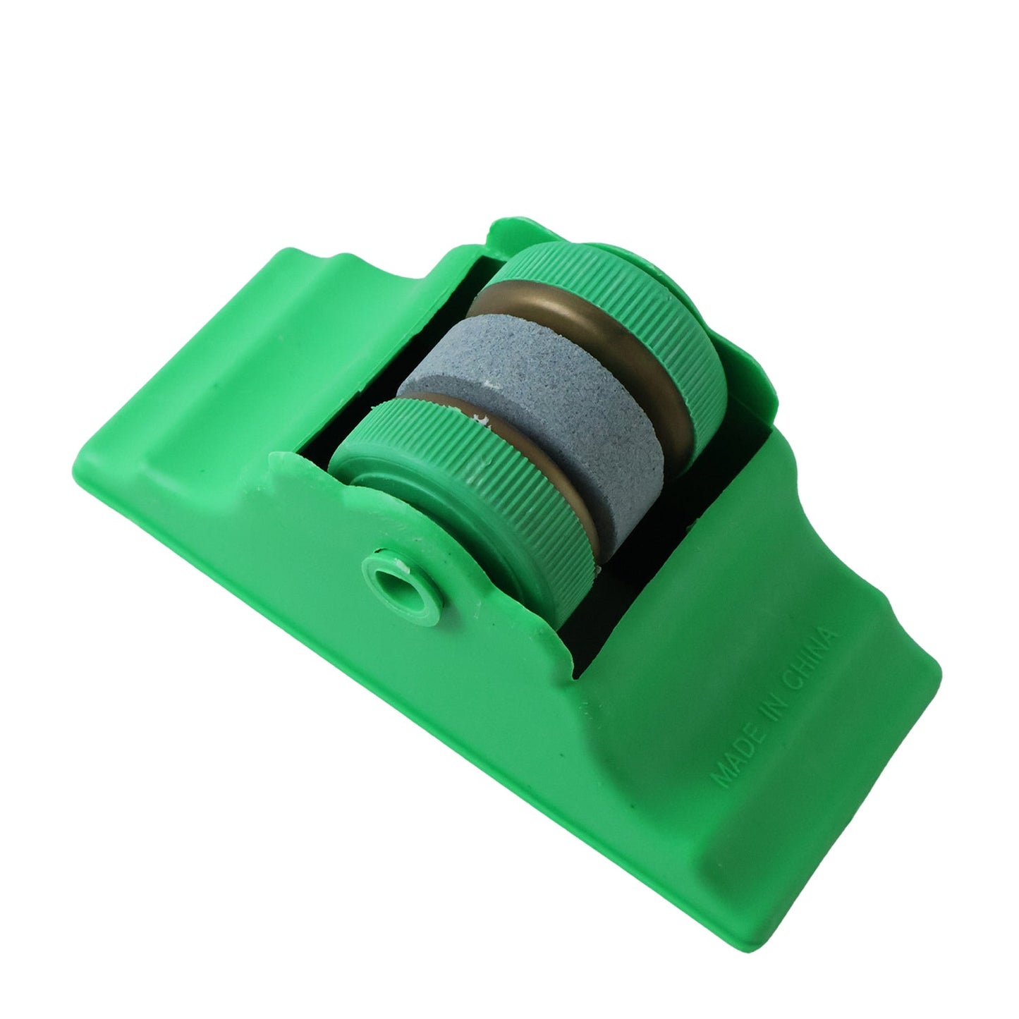 Countertop knife sharpener that sticks in place for safe use