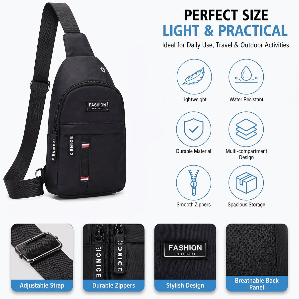 Waterproof USB Charging Sling Bag – Travel & Crossbody – view 8