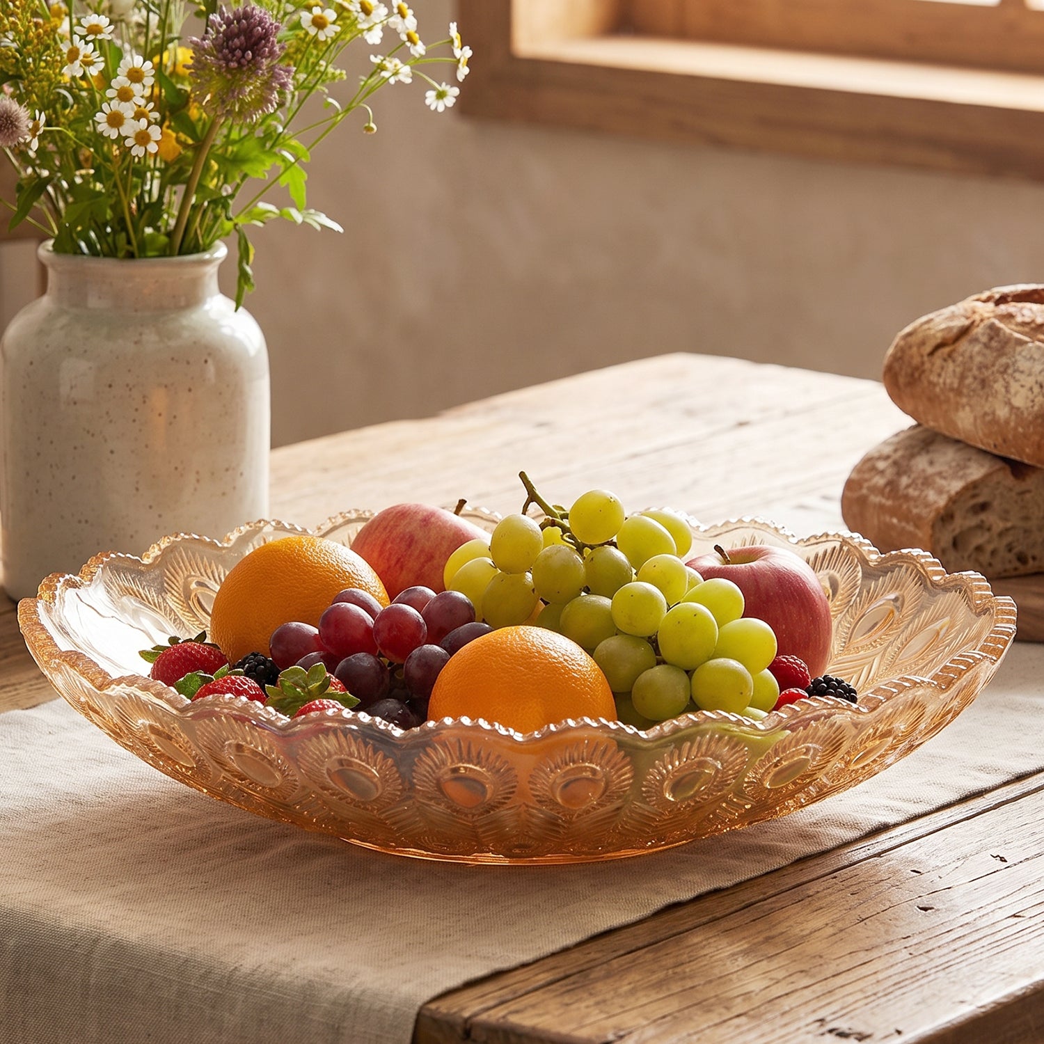 Clear glass serving dish for starters and sweets