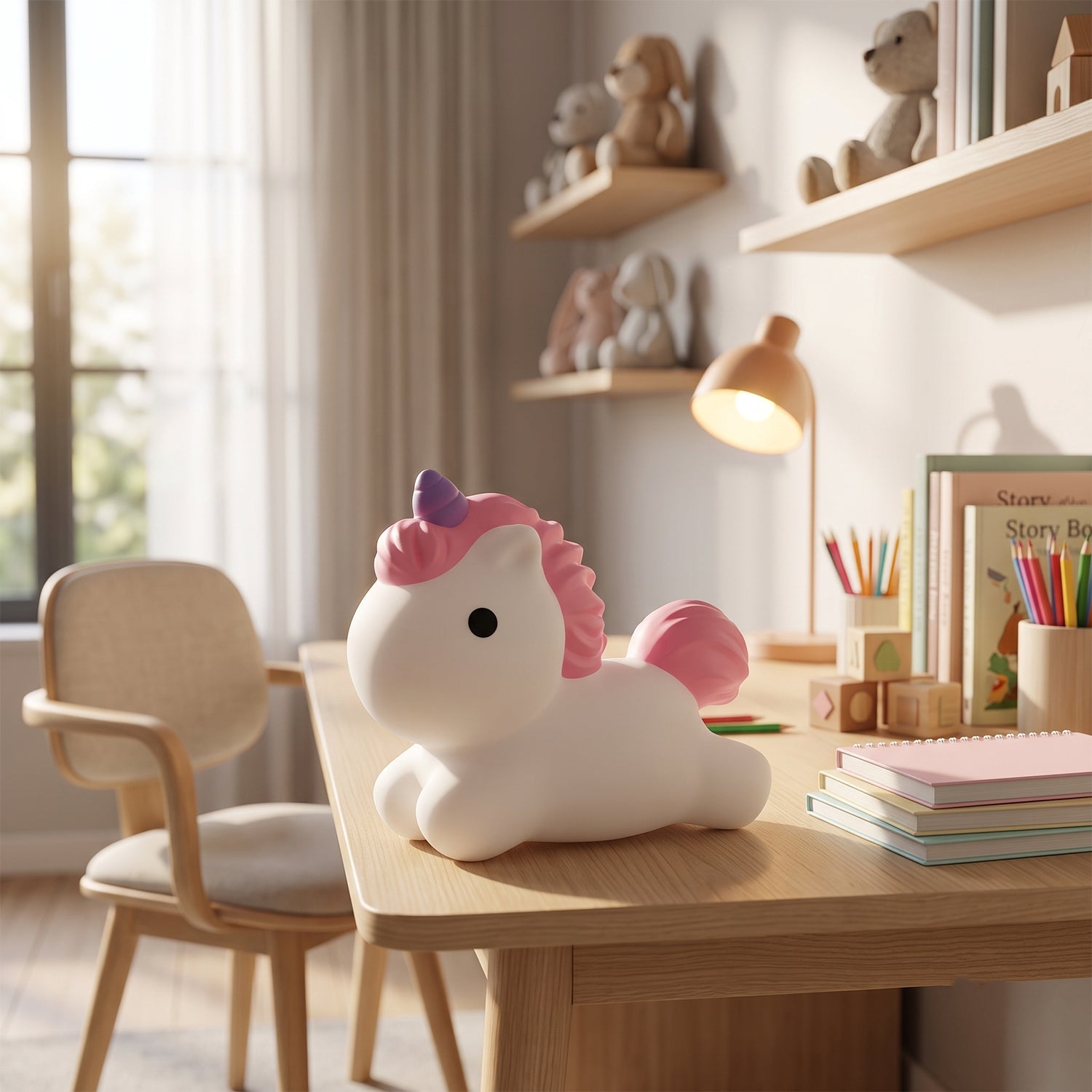 Cute unicorn bedside night light for kids rooms and nurseries