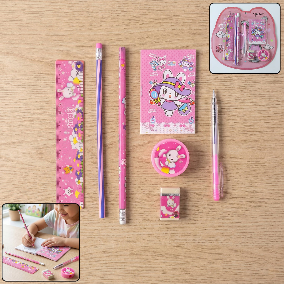 Kids Stationery set – Complete 7-in-1 Creative School – close-up
