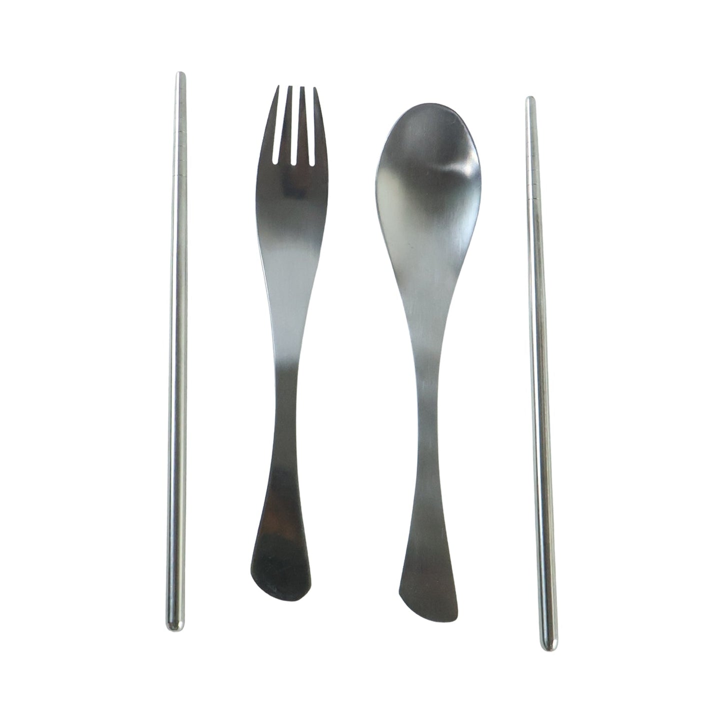 Eco friendly reusable cutlery with spoon, fork and chopsticks