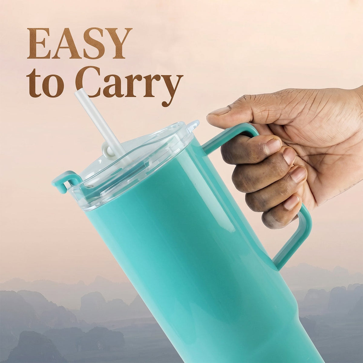 Office Desk Tumbler 1800 ml with Handle and Straw Lid – view 8