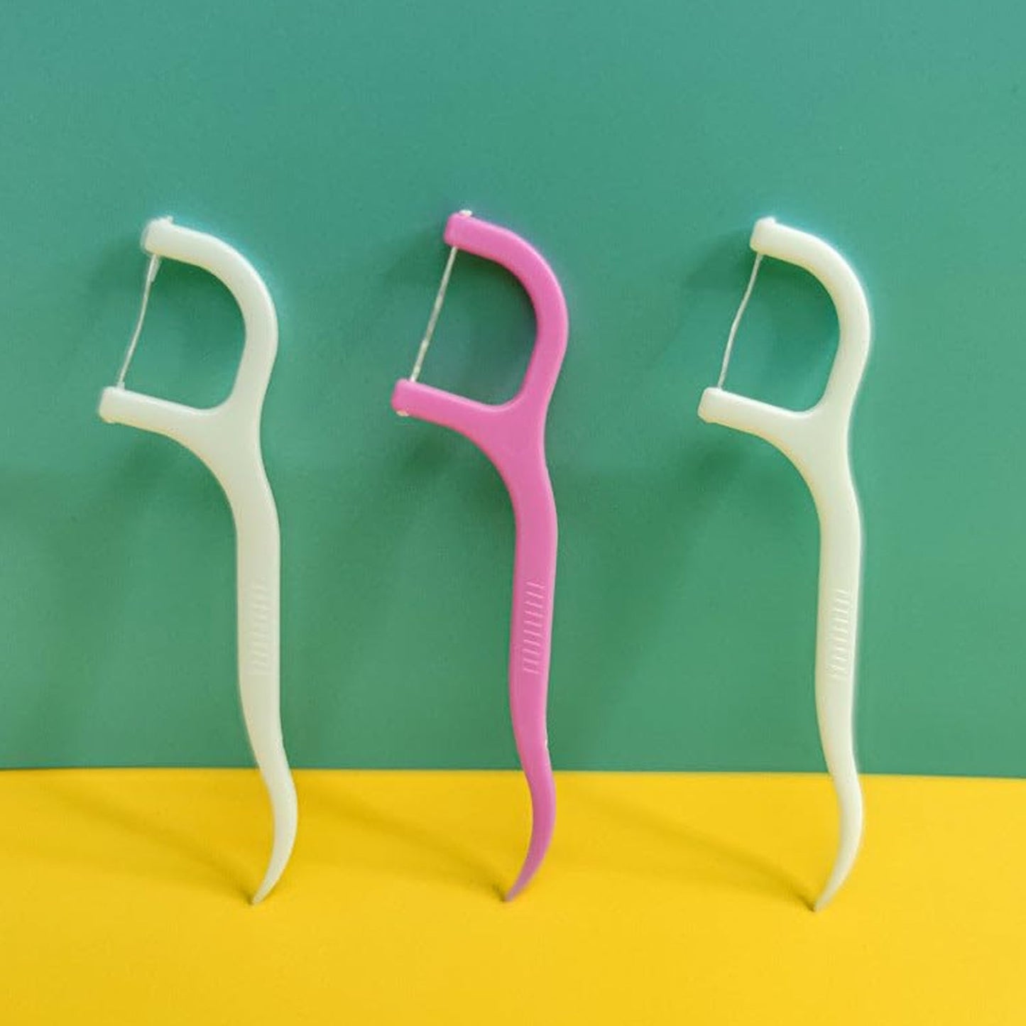 Hygienic floss sticks teeth cleaning