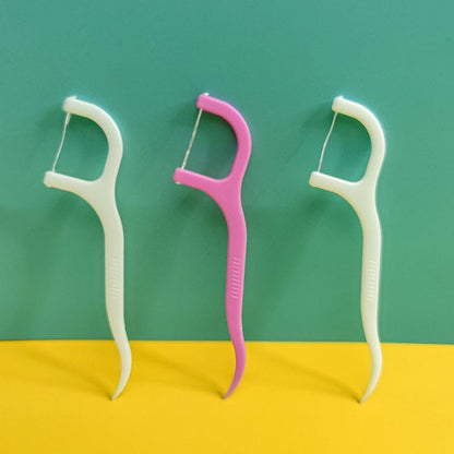 Hygienic floss sticks teeth cleaning