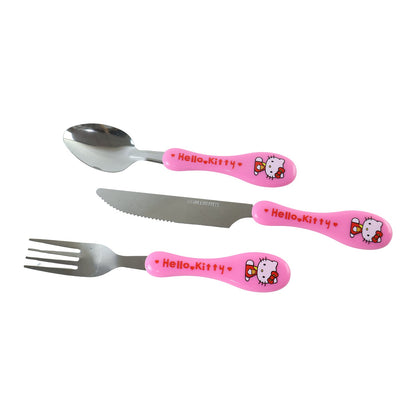 Portable children's spoon, fork and knife set with case