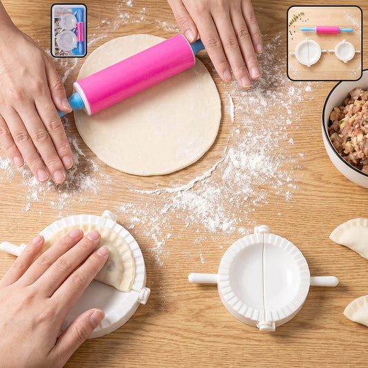 Dumpling Maker Mould set with Mini Rolling Pin