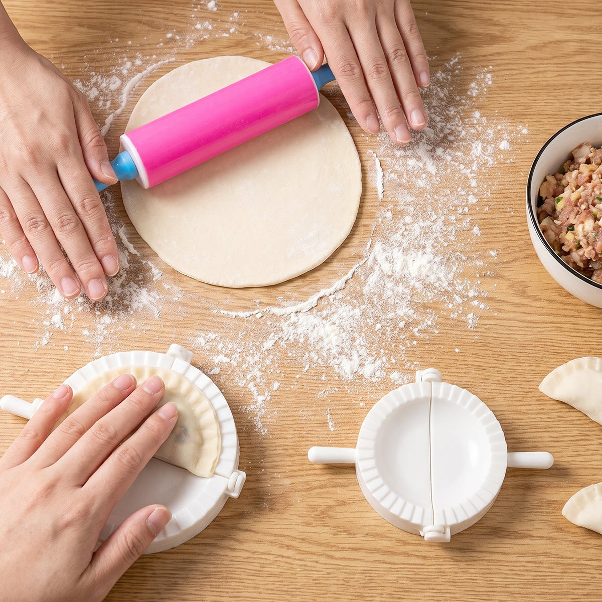 Dumpling Maker Mould set with Mini Rolling Pin – view 7