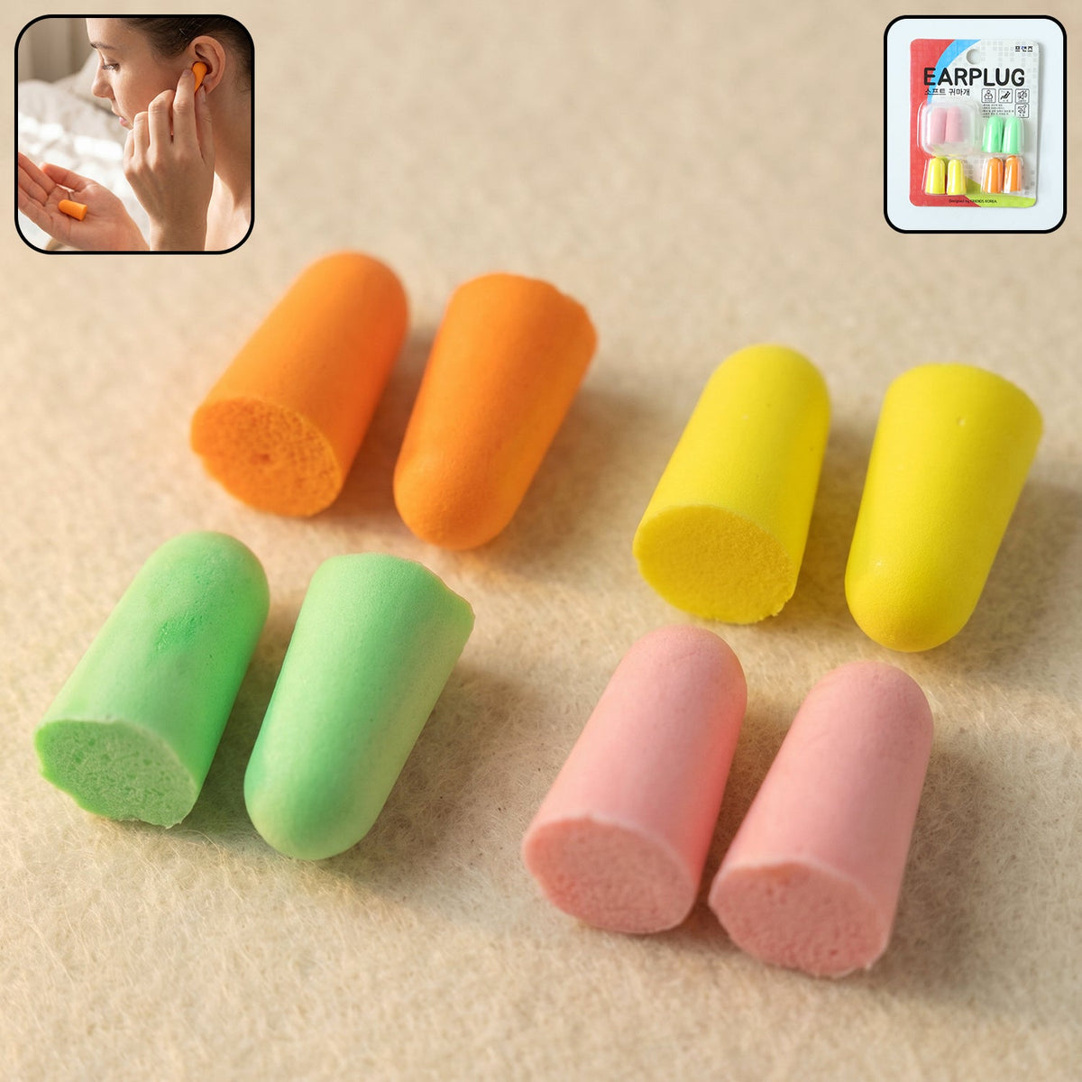 Soft Foam Earplugs – Comfortable Noise Reduction 4 Pairs – side view