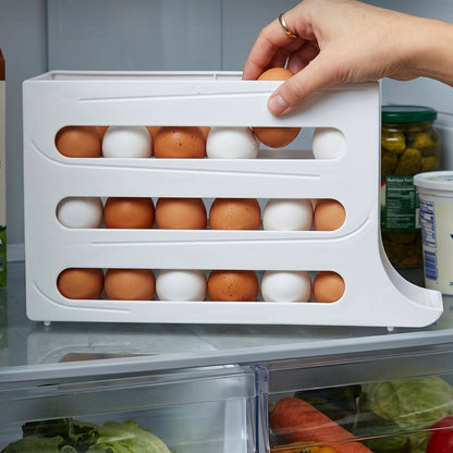 Plastic Egg Storage Organizer – Space-saving Fridge Tray – close-up