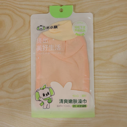 Various images showing the soft bath mitt in use