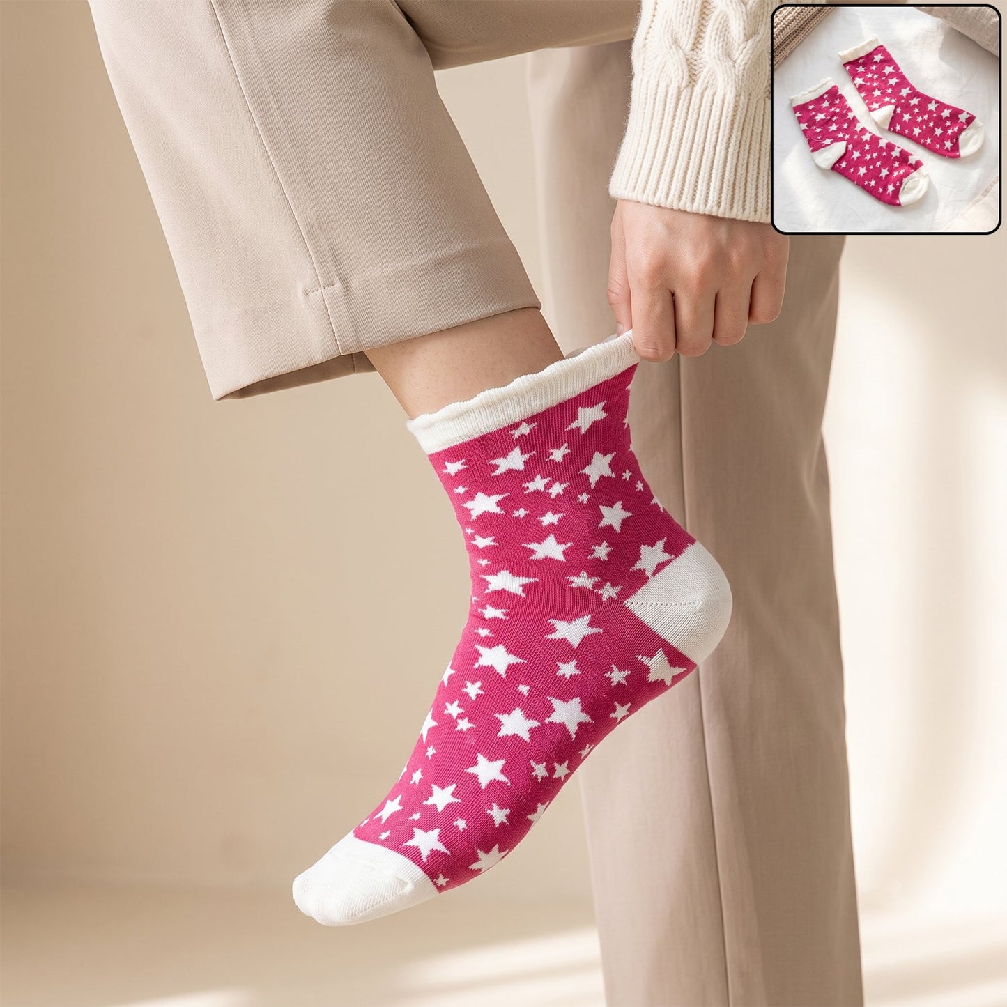 Soft Socks Comfortable Breathable Stretchable Assorted Design Colour (1 Pair)