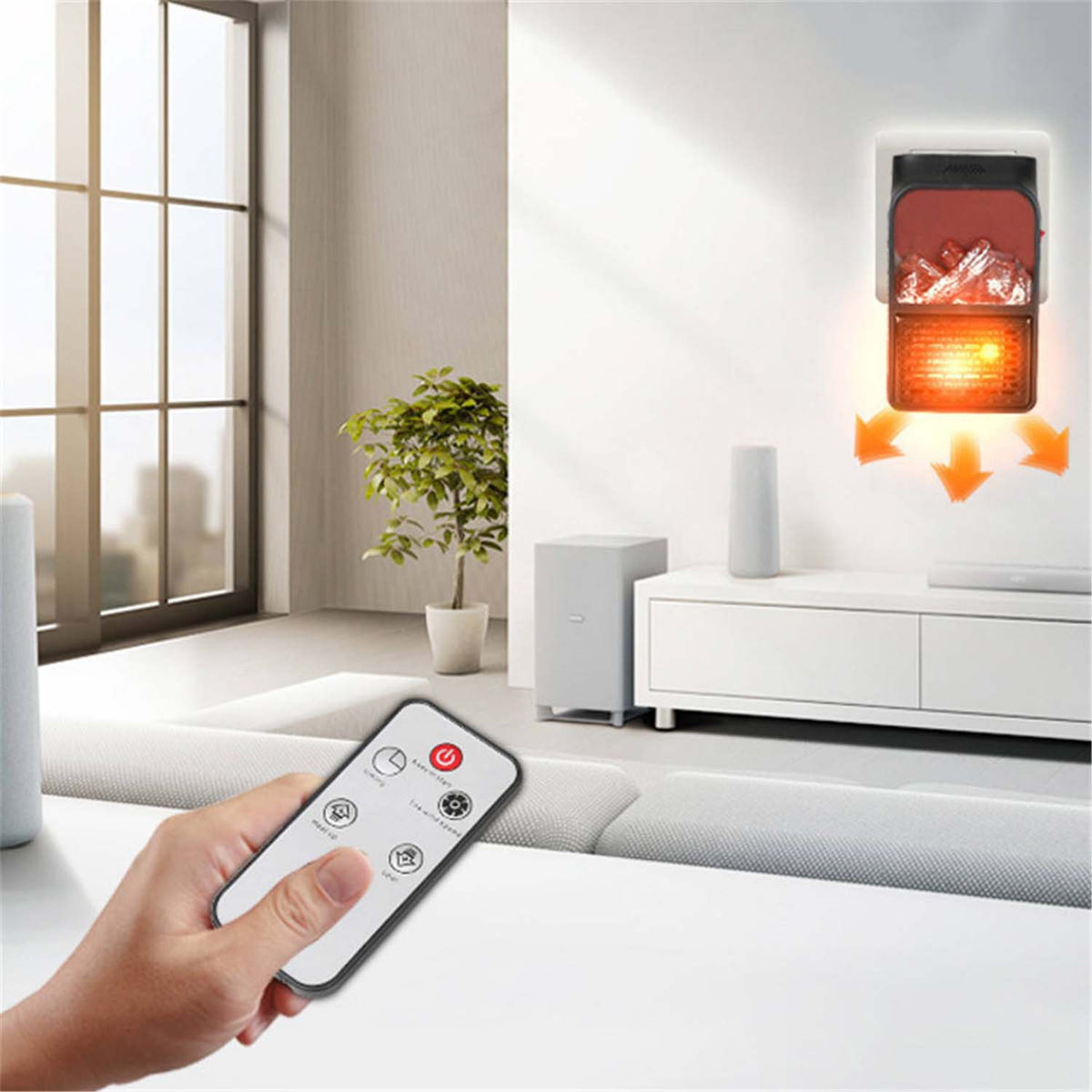 Electric Fireplace Heater – Realistic LED Flame – view 8