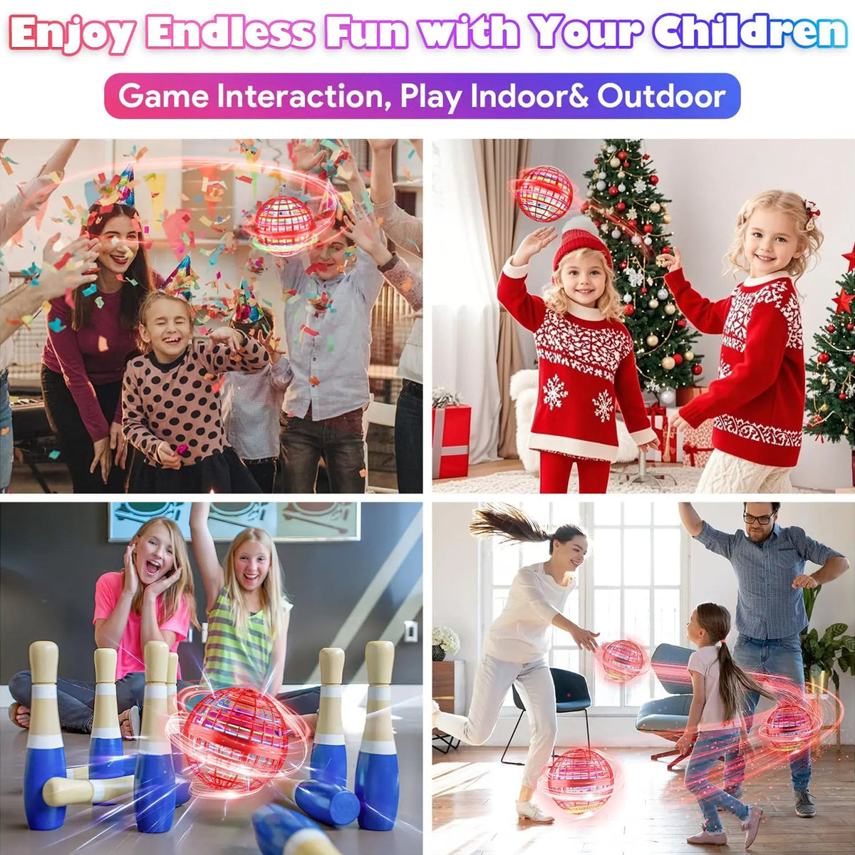 Flying Ball Toy – RGB Lights, 360° Rotation & USB – close-up