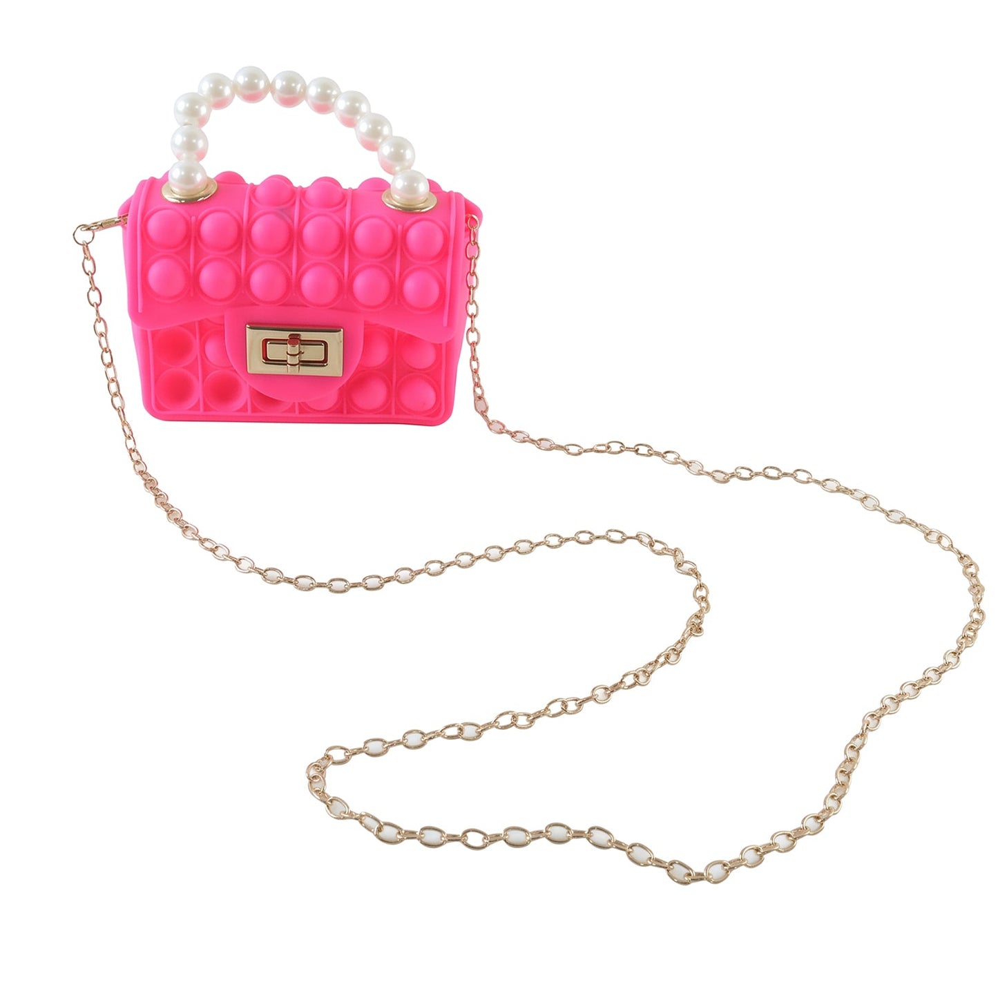 Colourful silicone fidget handbag with pop bubbles