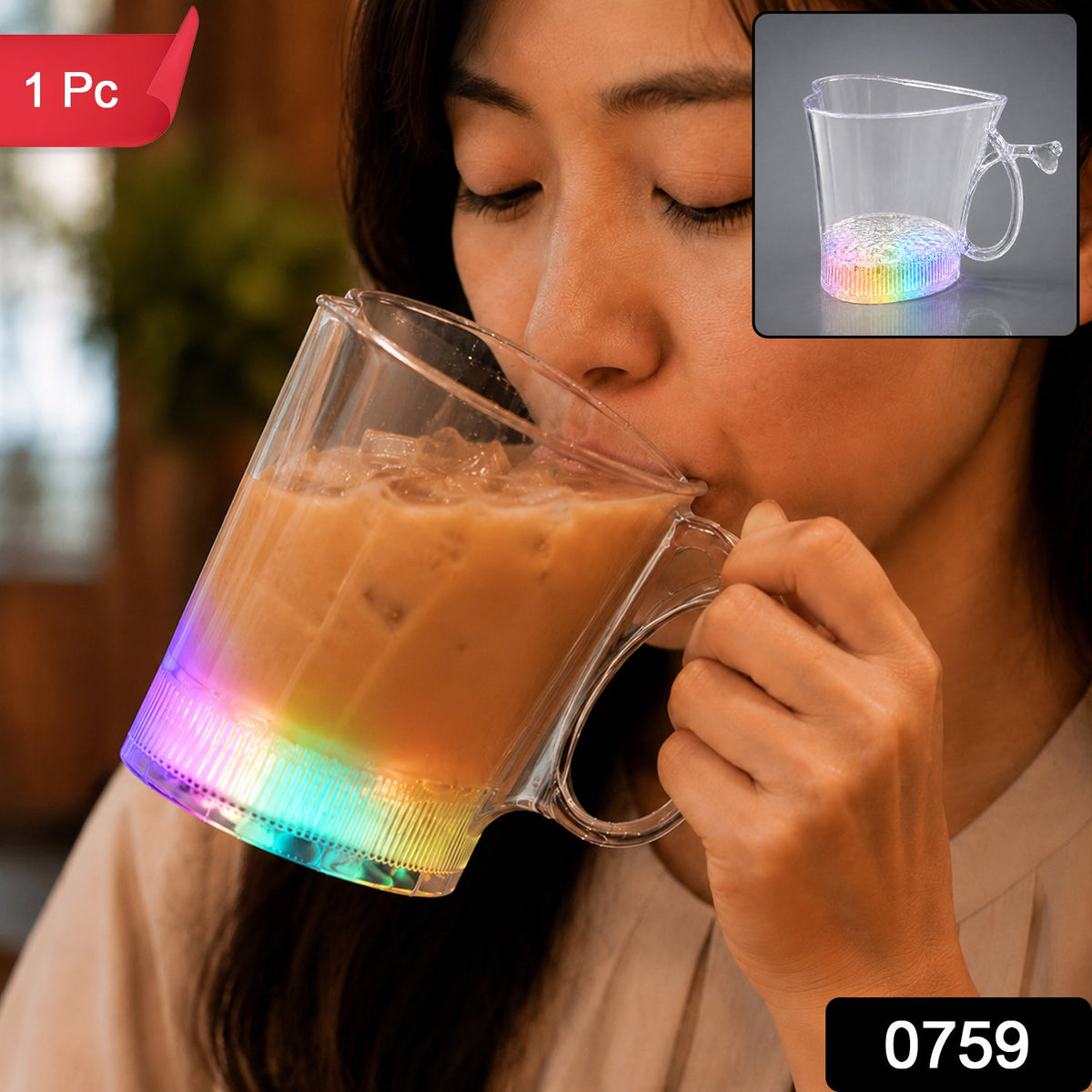 LED Glass Cup – Heart Shape Blinking Party Drinkware – side view