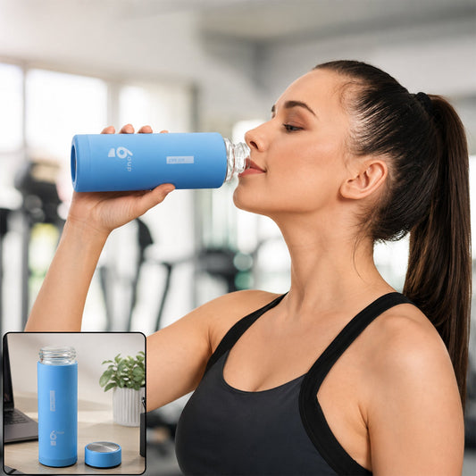 Premium Glass Drinking Water Bottle with Protective Sleeve