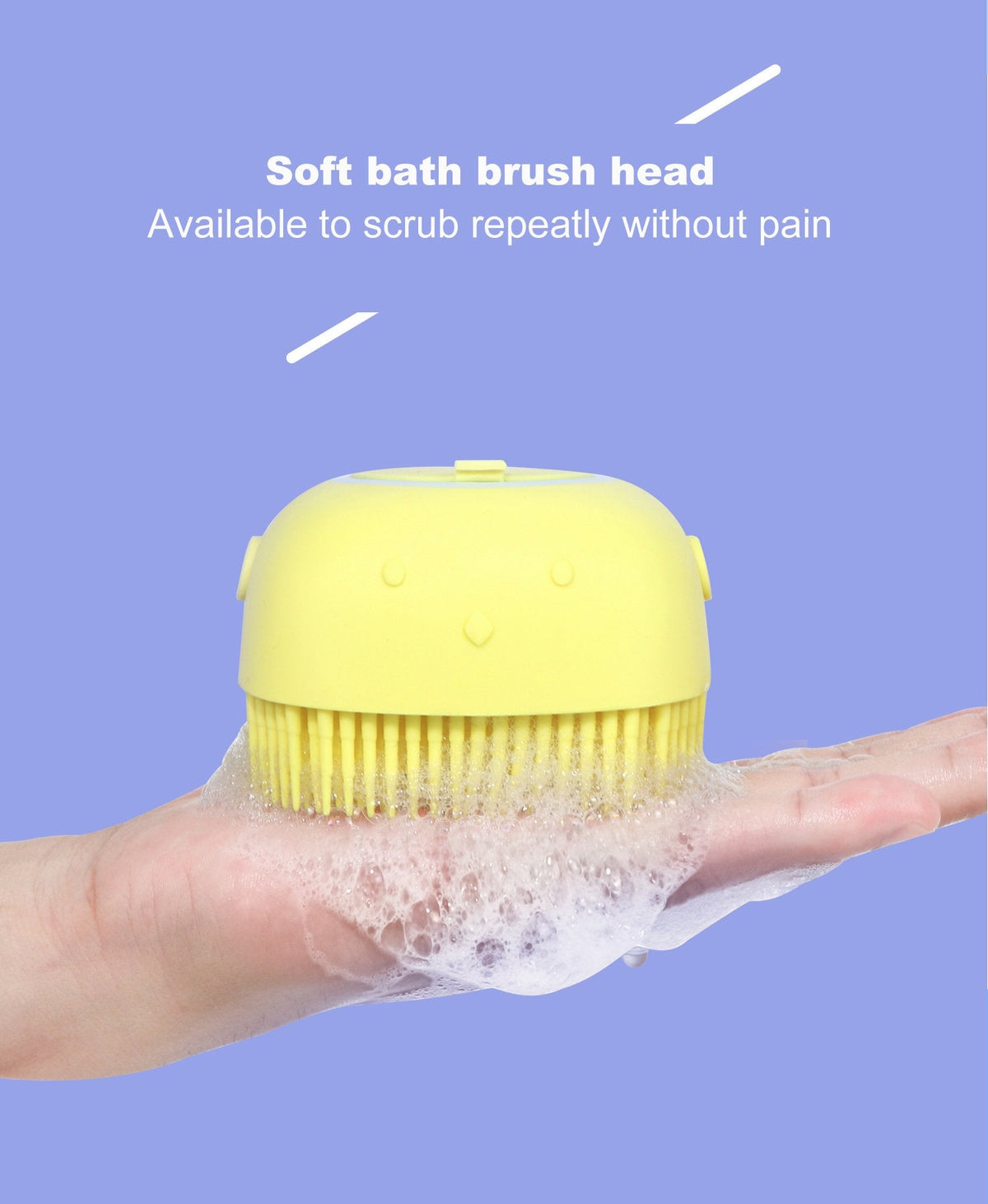 Silicone Bath Brush – Built-in Shampoo Dispenser – close-up