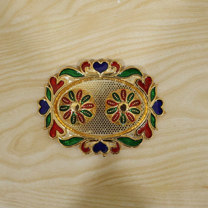 Golden kankavati holder with bowls for auspicious use