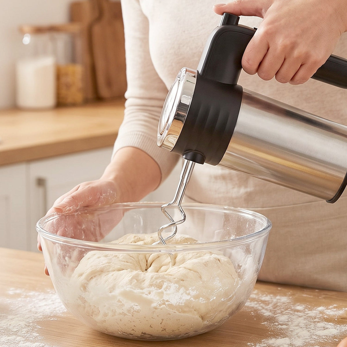 Electric Hand Mixer 500W with Beaters Dough Hooks – close-up