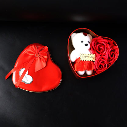 Heart Shape Valentine’s Gift Box with Teddy Bear & Rose – view 6