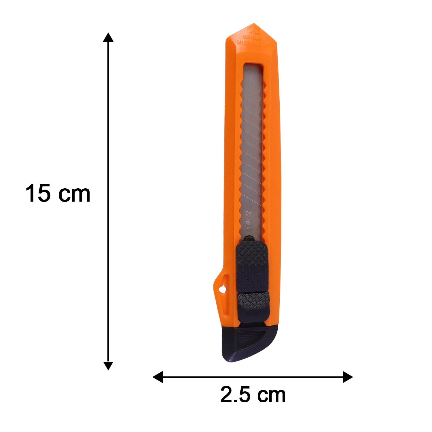 Sharp snap off blade cutter for paper, cardboard and packaging