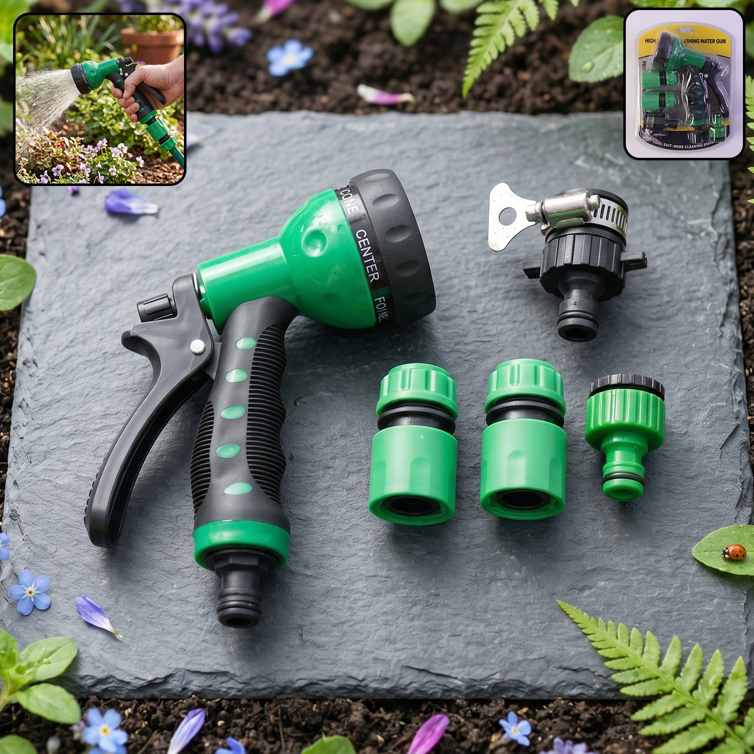 Garden water spray gun with multi-pattern nozzle for car wash and gardening