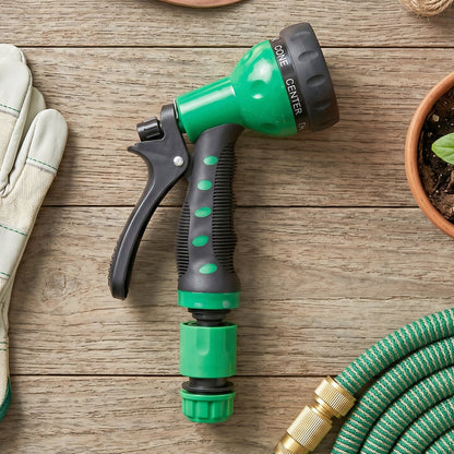 Durable garden spray gun with ergonomic handle and hose connectors