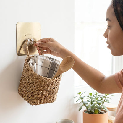 Everyday use of the adhesive hook for organizing space efficiently.