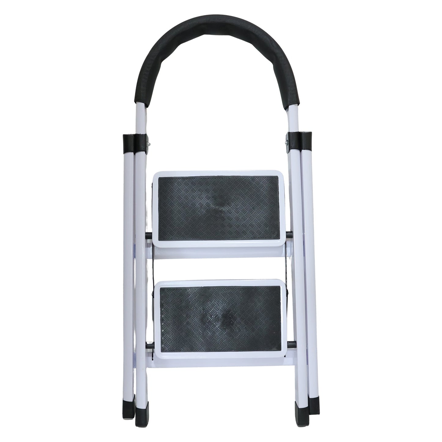 Sturdy steel 2 step ladder that folds flat for easy storage