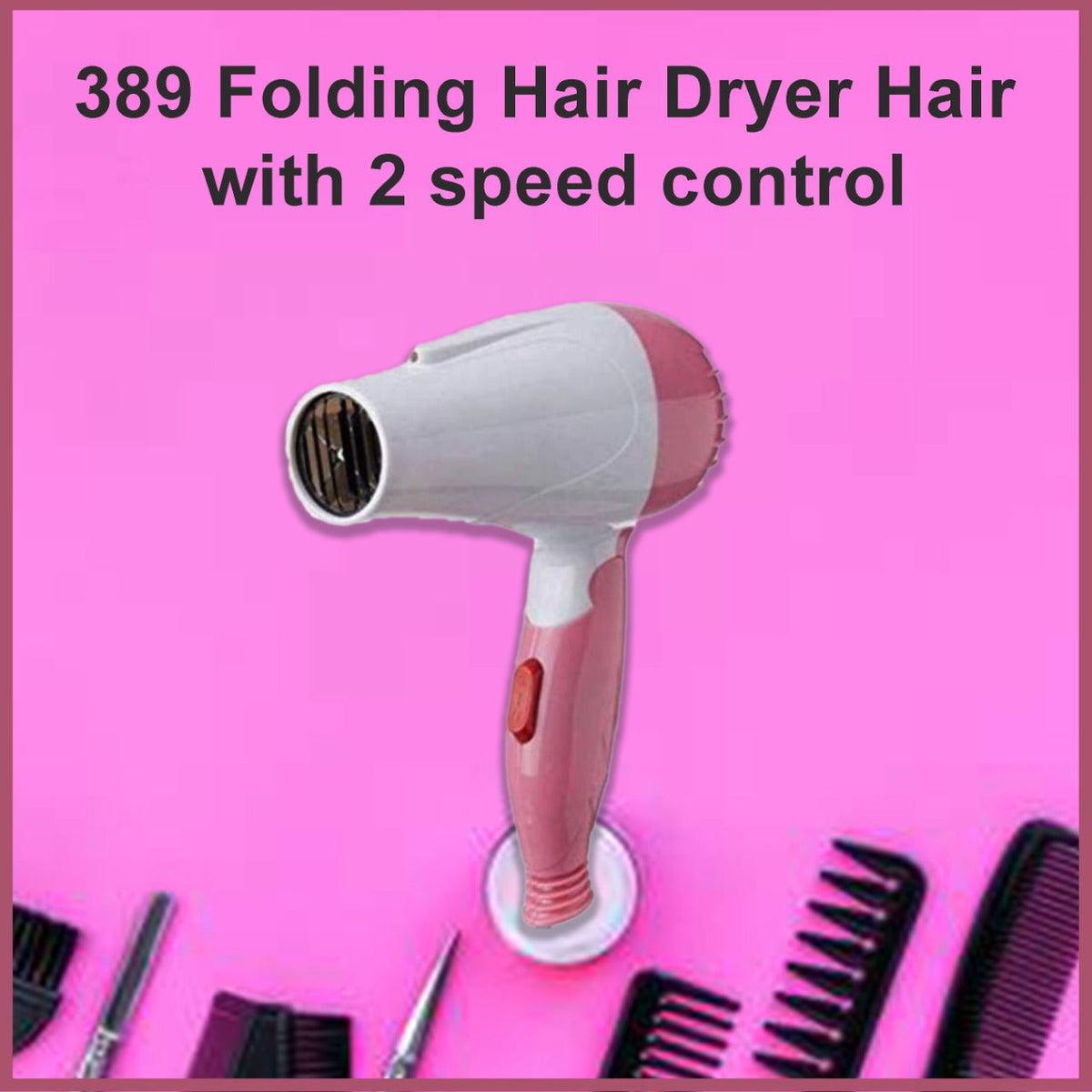 Folding Hair Dryer – 2 Speed Control & Compact – detail view