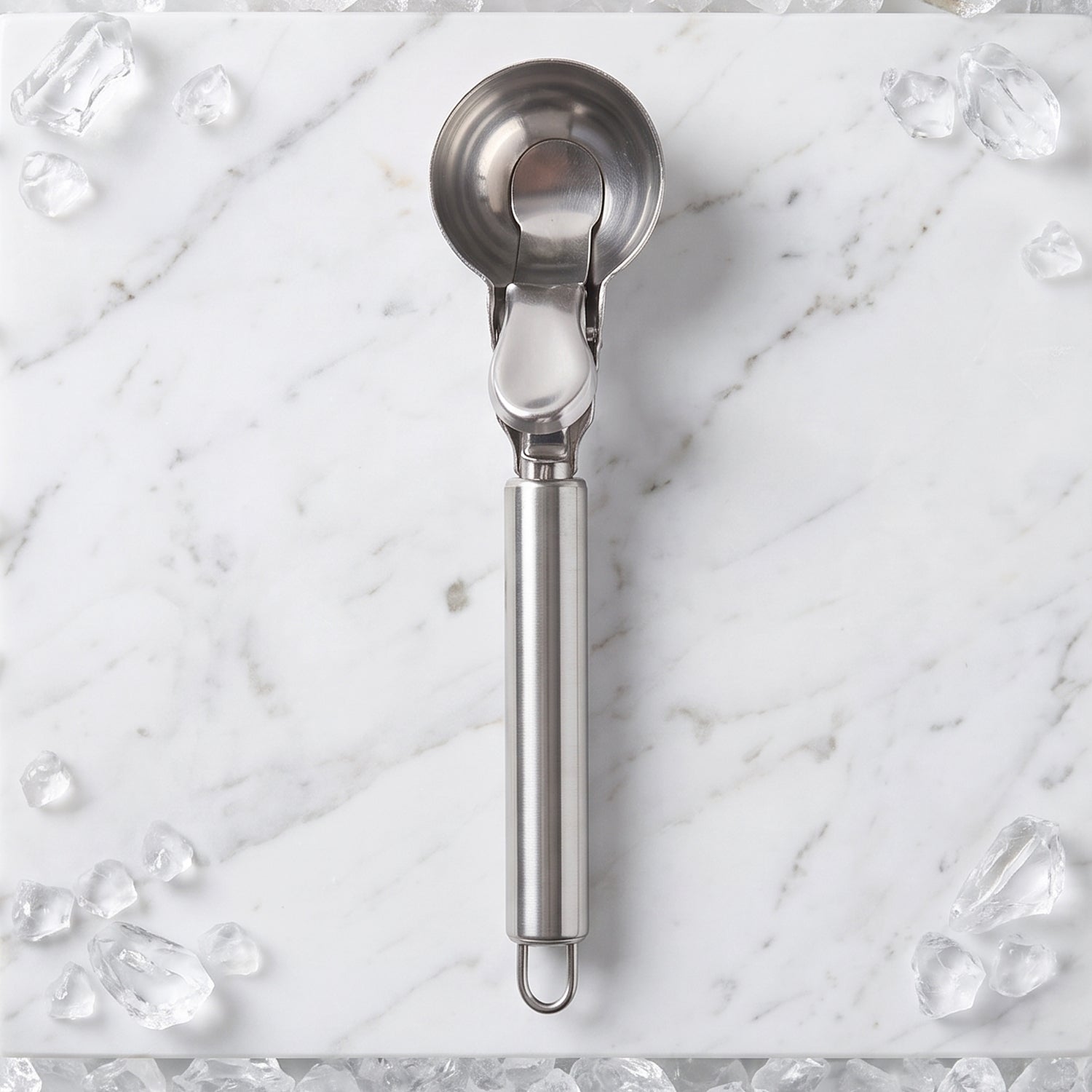 Durable stainless steel scoop for ice cream, dough and melon balls