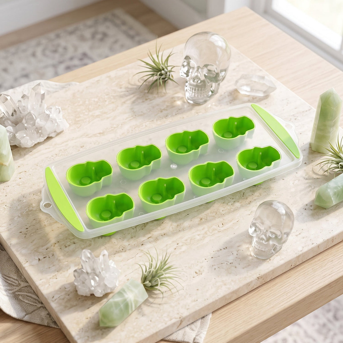Plastic 8 Grid Ice Cube Tray with Lid Skull Shape Freezer – view 7