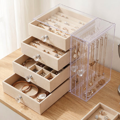 Clear acrylic organizer for rings, earrings and necklaces