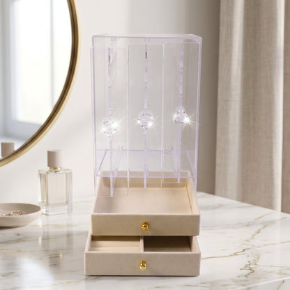 Acrylic earring holder box with two storage drawers