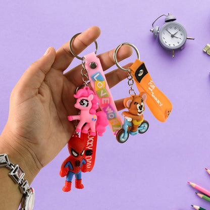 Cartoon Silicone Keychain – Cute 3D Character Bag Charm – detail view