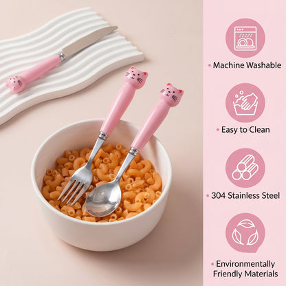 3-in-1 kids fork, knife, spoon set with easy grip handles