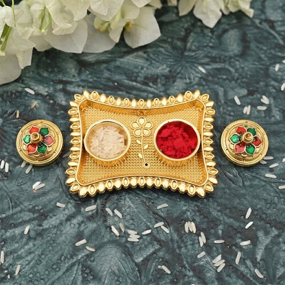 Meenakari floral kumkum holder