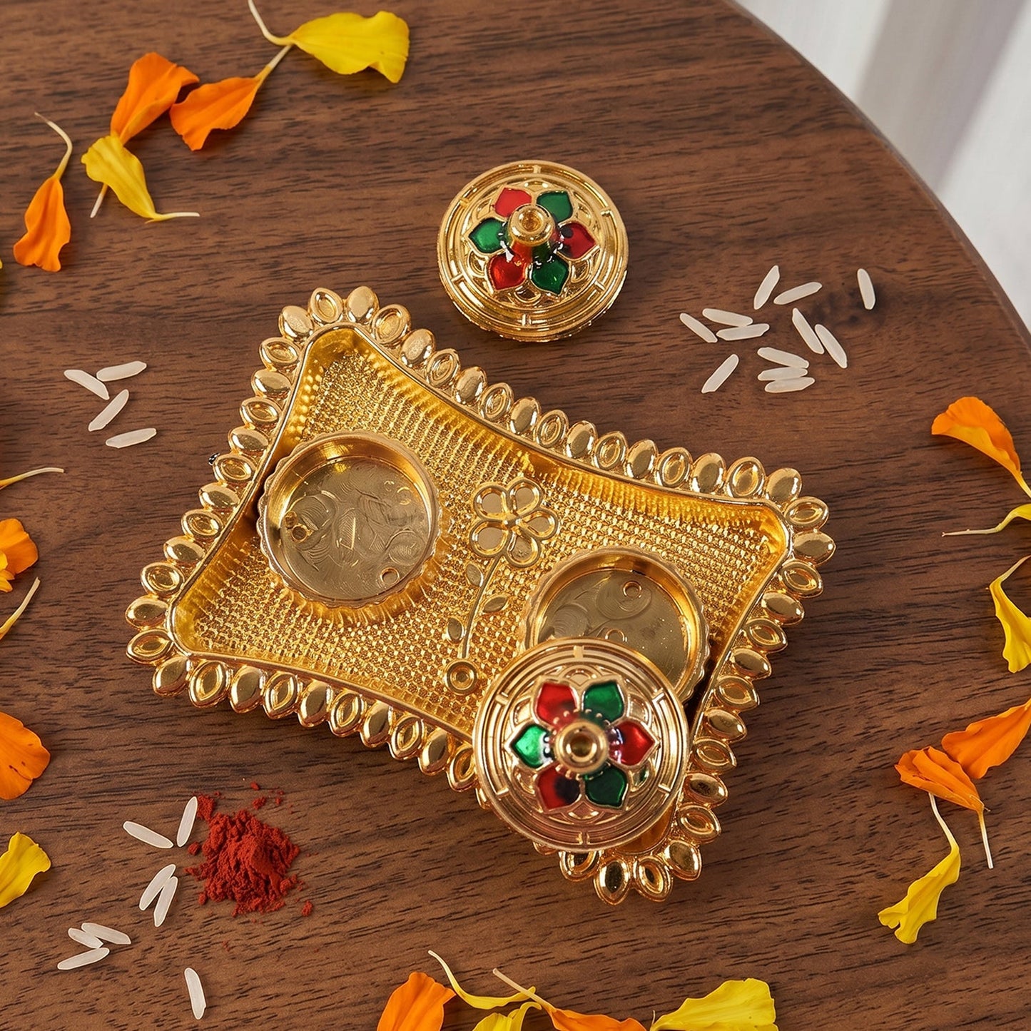 Rectangular kumkum holder detail